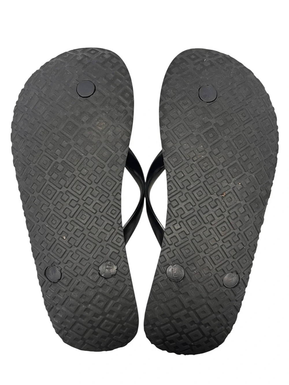 Tory Burch Black Gray Monogram Double T Medallion Thong Flip Flop